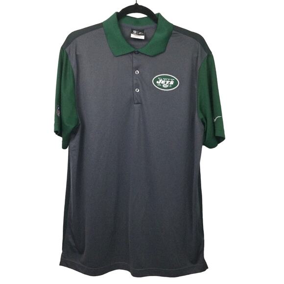NFL Onfield Apparel Jets Nike Dri-Fit  Men's Preppy Collared Golf Polo Gray L - Picture 1 of 11